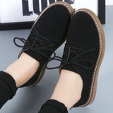 Zapatos Oxford para mujer - Elegantes de ante - Punta redonda - Suela cómoda y antideslizante