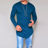 Camiseta de manga larga para hombre – Corte ajustado – Cuello redondo – Algodón suave y transpirable