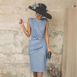 Vestido de mujer - Sin mangas - Estampado de lunares - Corte ajustado - Largo elegante hasta la rodilla