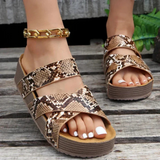 Sandalias de mujer – Punta abierta – Tiras trenzadas efecto serpiente – Suela gruesa y cómoda