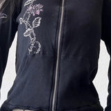 Sudadera con capucha y estampado de alas de flores vintage