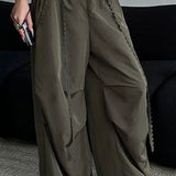 Pantalones cargo retro Y2K con botones y dobladillos