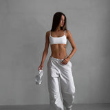 Pantalones cargo casuales con cordón, corte holgado