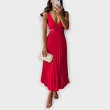 Elegantes vestidos de noche midi con plisados