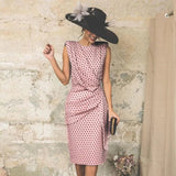 Vestido de mujer - Sin mangas - Estampado de lunares - Corte ajustado - Largo elegante hasta la rodilla