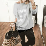Sudadera de mujer – Corte oversize – Algodón suave – Estampado de eslogan – Mangas largas