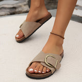 Sandalias de mujer – Punta abierta – Tira ancha – Hebilla ajustable – Plantilla anatómica