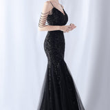 Vestido de cóctel largo de punto con cuentas