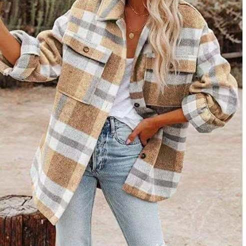 Camisa a cuadros elegante, cómoda y casual para mujer.