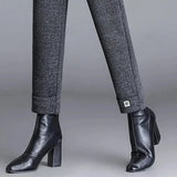 Pantalones rectos Sophie Chevron | Pantalones de lana
