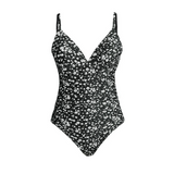 Bañador de una pieza para mujer – Cuello en V – Tirantes ajustables – Estampado floral – Corte moldeador – Tejido elástico acanalado