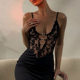 Vestido maxi ajustado de encaje sin tirantes sexy