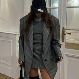Conjunto de blazer a rayas de dos piezas de moda