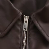 Chaqueta informal de piel sintética con solapa