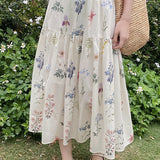 Falda midi plisada de corte A con estampado floral vintage