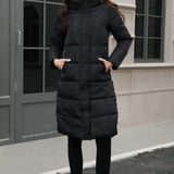 Chaqueta acolchada larga con capucha de talla grande