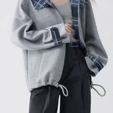Sudadera informal con capucha y cuadros de patchwork