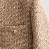 Abrigo de tweed corto de botonadura sencilla