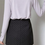 Falda trapecio de lana con lunares