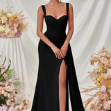 Vestido de noche maxi sexy ajustado con abertura