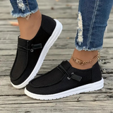 Zapatos sin cordones para mujer – Tejido de punto suave – Suela plana – Corte informal