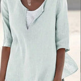 Blusa de mujer – Corte holgado – Mangas midi – Tejido transpirable – Estilo casual