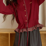Chaleco de cuello redondo con cuadros de patchwork