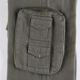 Pantalones cargo de mezclilla estilo streetwear de tiro bajo y múltiples bolsillos