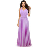 Elegante vestido largo multiposición con tirantes ajustables.