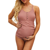 Traje de baño de maternidad para mujer – Ajuste elástico – Botones – Tejido transpirable – Cobertura total