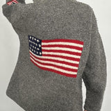 Sudadera con capucha de punto con cremallera y estampado de bandera elegante
