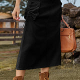 Falda cargo midi de mezclilla vintage de cintura alta