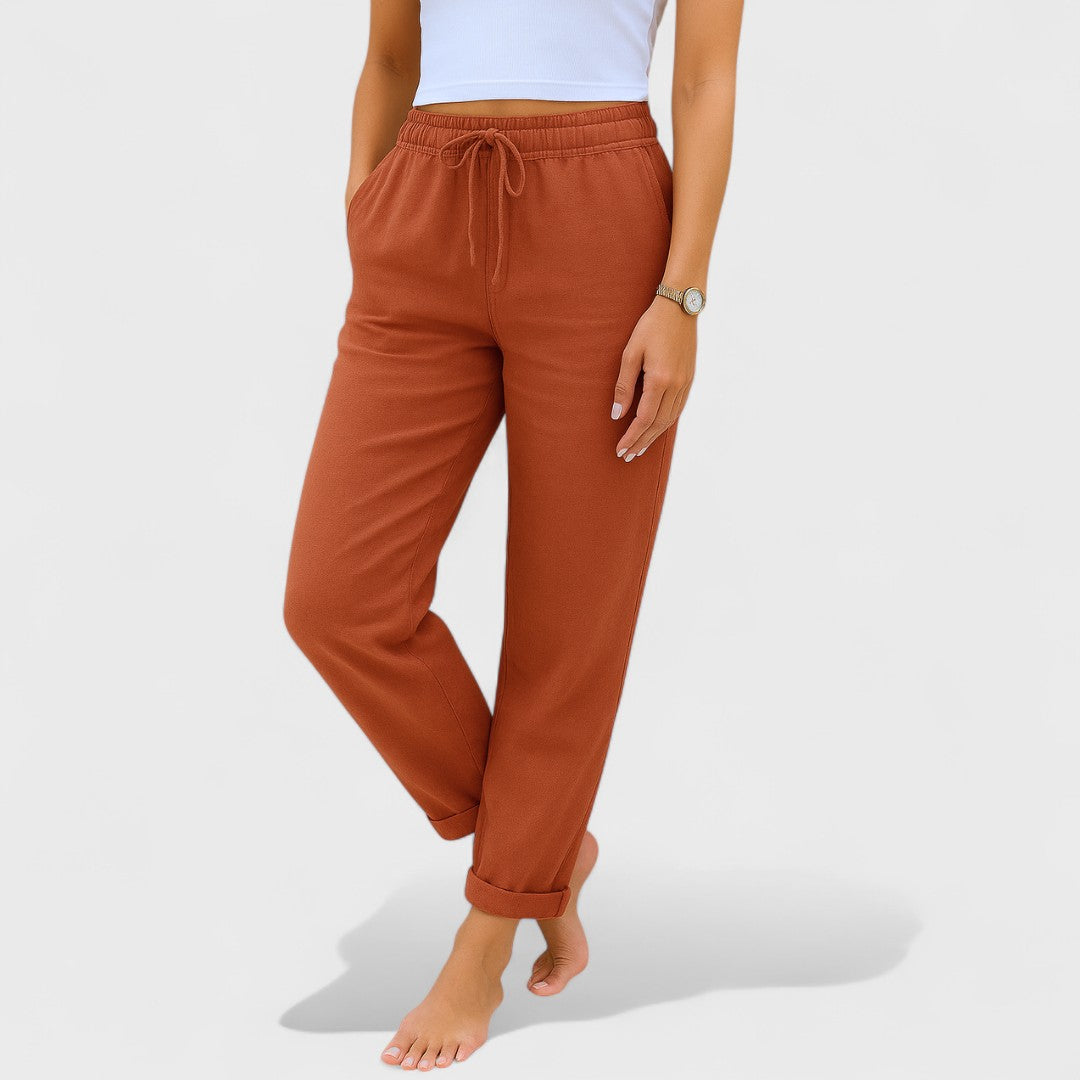 Klára - Pantalones de Lino Stretch