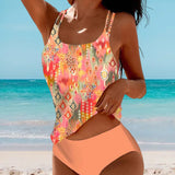 Traje de baño tankini para mujer – Corte relajado – Tejido elástico suave – Traje de baño modesto de dos piezas