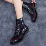 Botines de mujer - Estilo militar - Cordones - Suela antideslizante con tacos - Comodidad duradera