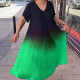 Vestido de mujer - Corte holgado en A - Mangas cortas - Cuello en V - Tejido ligero
