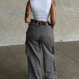 Pantalón cargo multibolsillos, corte holgado, estilo urbano