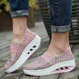 Zapatos de mujer - Slip-On Tejido Elástico - Suela Confortable con Cámara de Aire