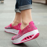 Zapatos de mujer - Slip-On Tejido Elástico - Suela Confortable con Cámara de Aire