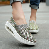 Zapatos de mujer - Slip-On Tejido Elástico - Suela Confortable con Cámara de Aire