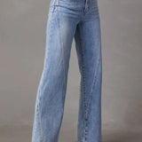 Vaqueros descoloridos de pierna ancha, estilo streetwear