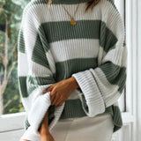 Suéter de mujer – Corte oversize – Punto acanalado – Cuello redondo – Mangas largas cómodas