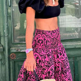 Falda larga bohemia de mujer con estampado - Elegante y fluida