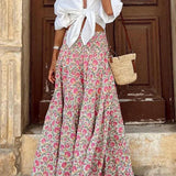 Falda larga bohemia de mujer con estampado - Elegante y fluida
