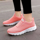 Zapatillas deportivas para mujer – Corte bajo – Malla transpirable – Plantilla de espuma viscoelástica – Cordones ajustables