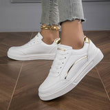 Lianne Sneakers - Zapatillas blancas con detalles dorados y plateados