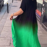 Vestido de mujer - Corte holgado en A - Mangas cortas - Cuello en V - Tejido ligero