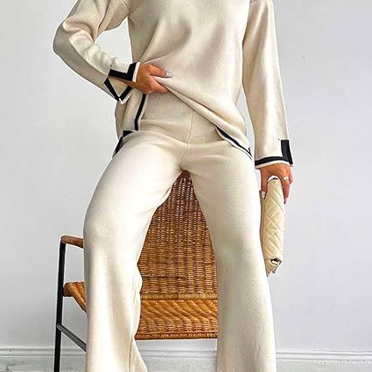 Conjunto de mujer: Vestido informal, tejido suave, corte holgado, mangas largas