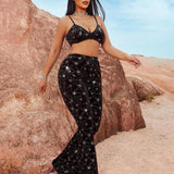 Conjunto de dos piezas Celestial Night: elegante, deslumbrante y cómodo para mujer.