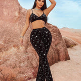 Conjunto de dos piezas Celestial Night: elegante, deslumbrante y cómodo para mujer.